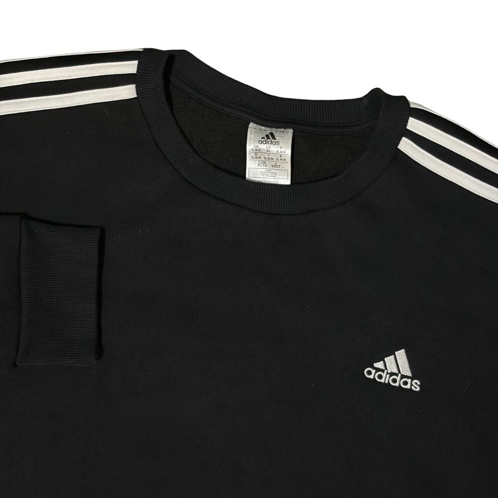 Adidas Essentials Sweatshirt Womens XL Black 3-Stripes Long Sleeve Crewneck